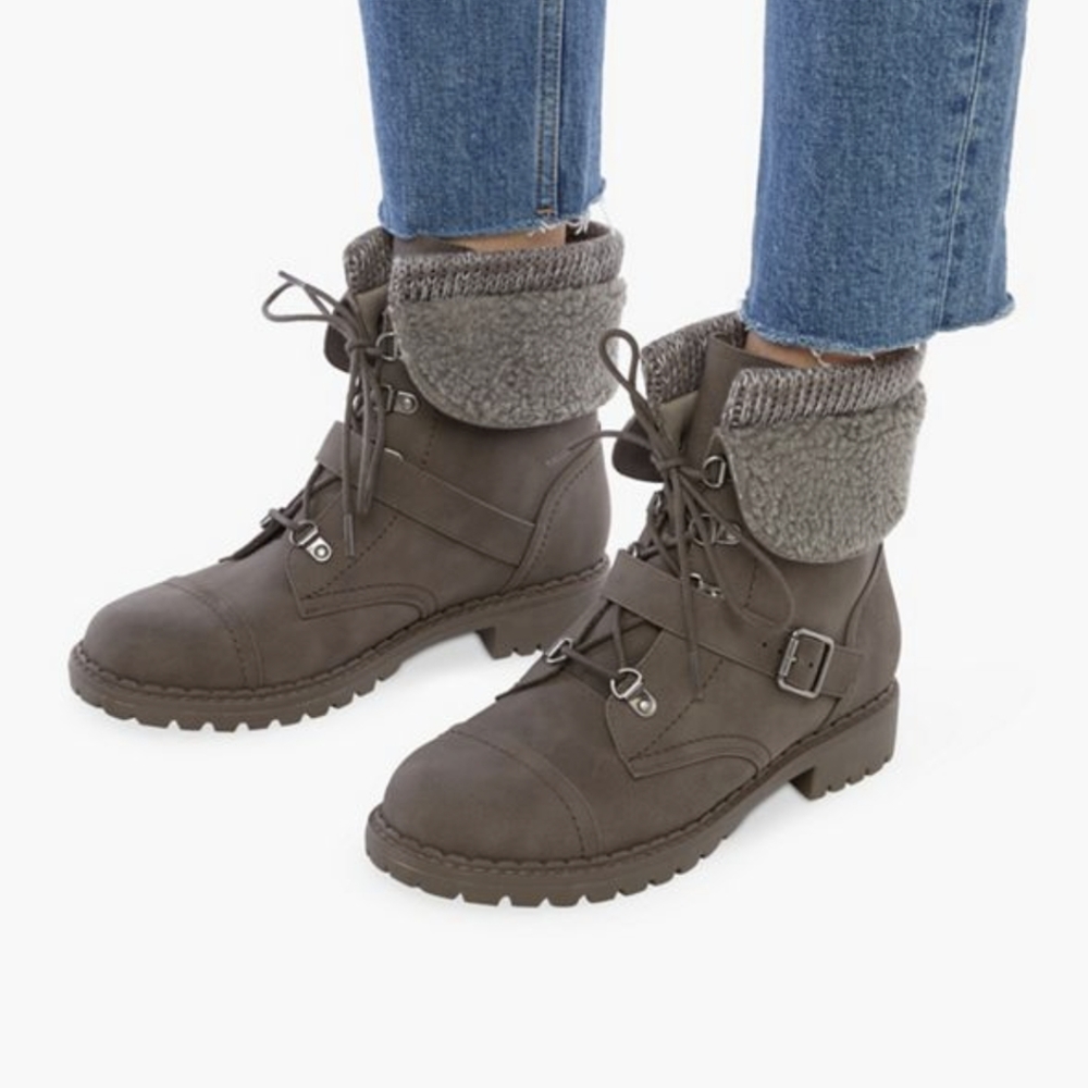 JustFab Dena Bootie Padded Insole Dark Gray (Sz 6)